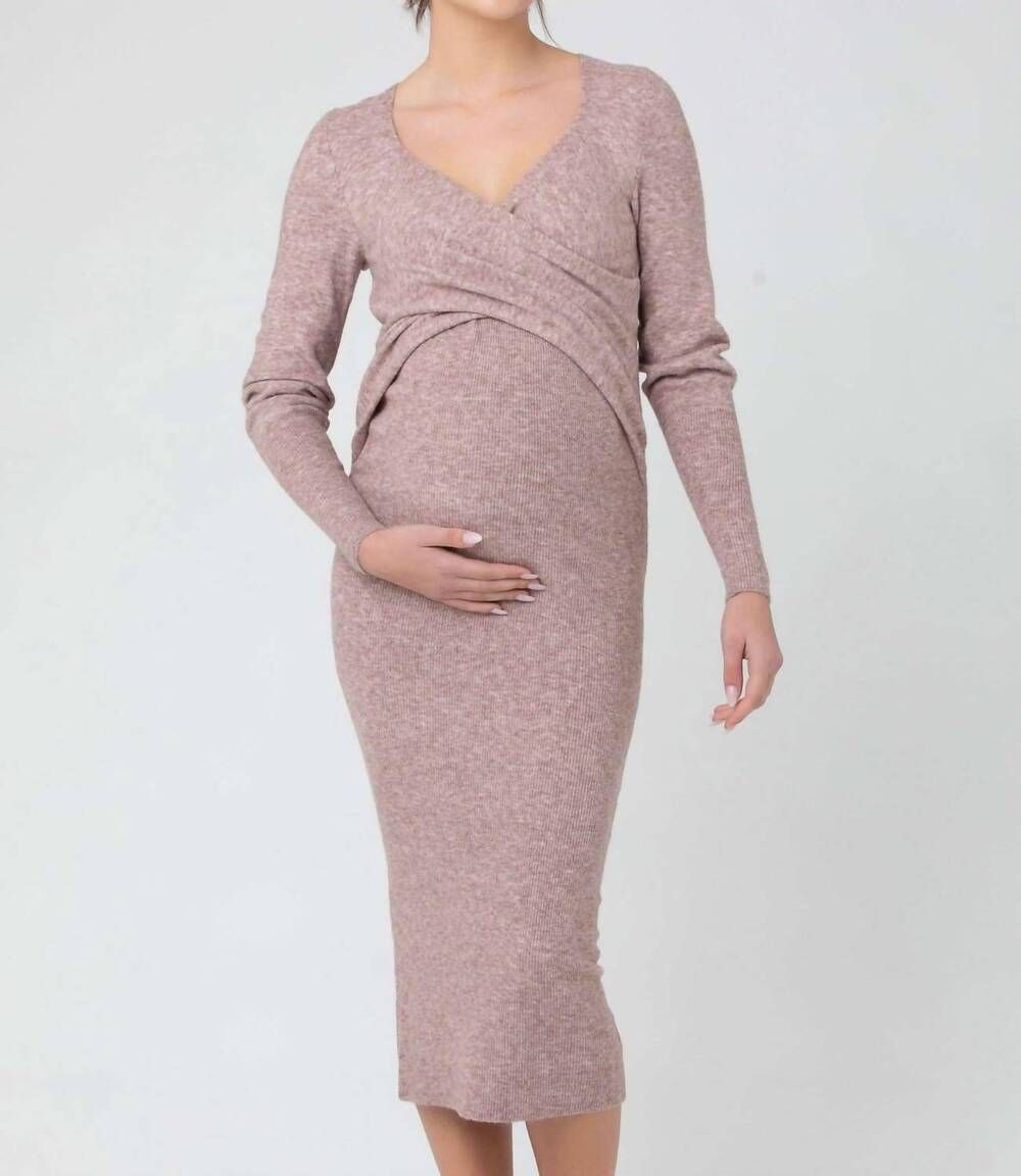 NEW RIPE MATERNITY knit maternity dress in heather pink